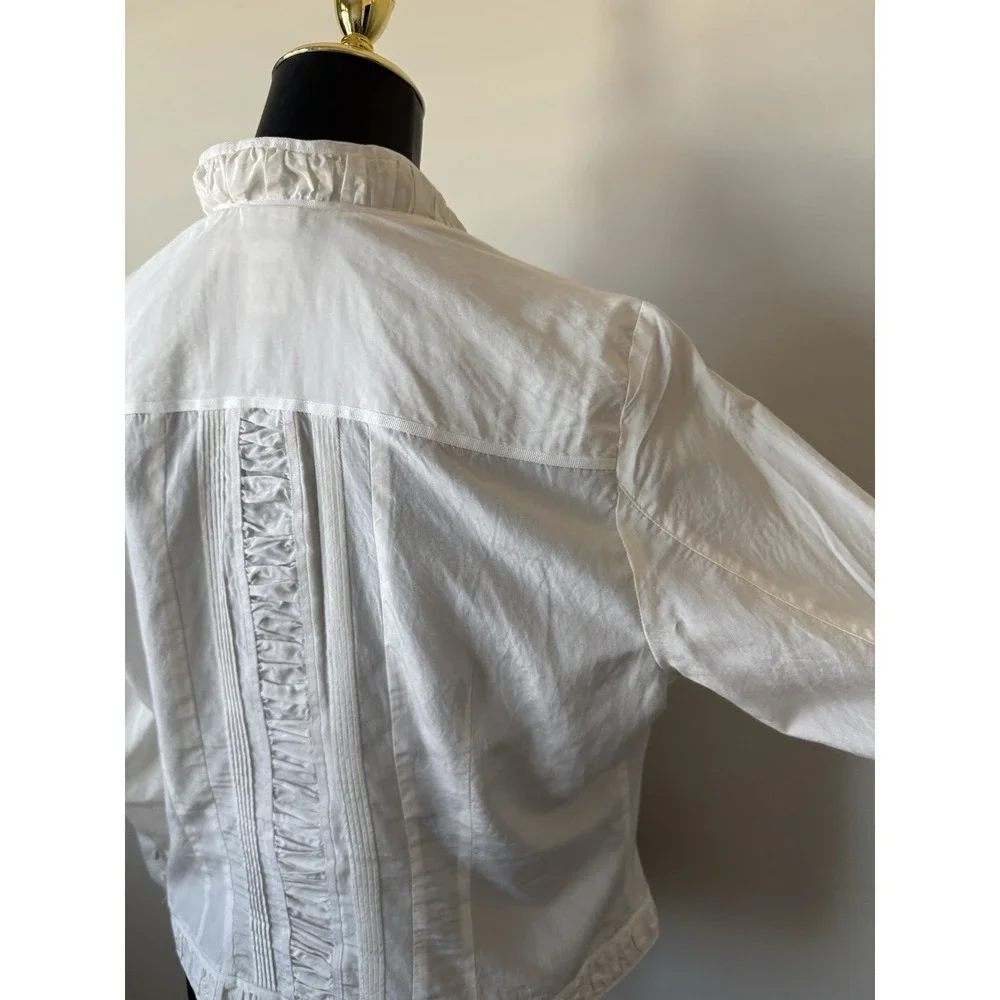 Coldwater Creek Women's PL Silk Blend Ivory Whimsy Ruching Jacket Petite - Picture 13 of 16